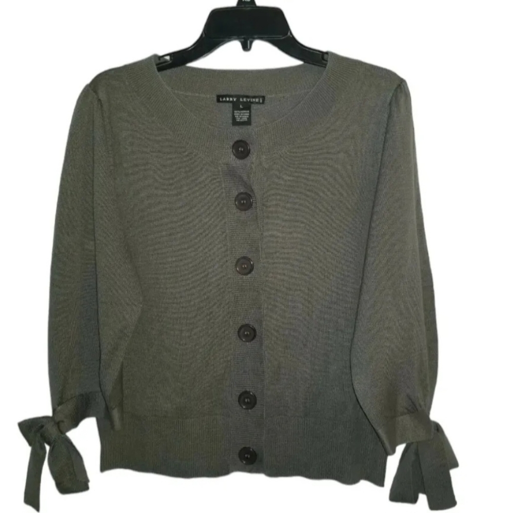 Larry Levine Gray Cardigan Size L